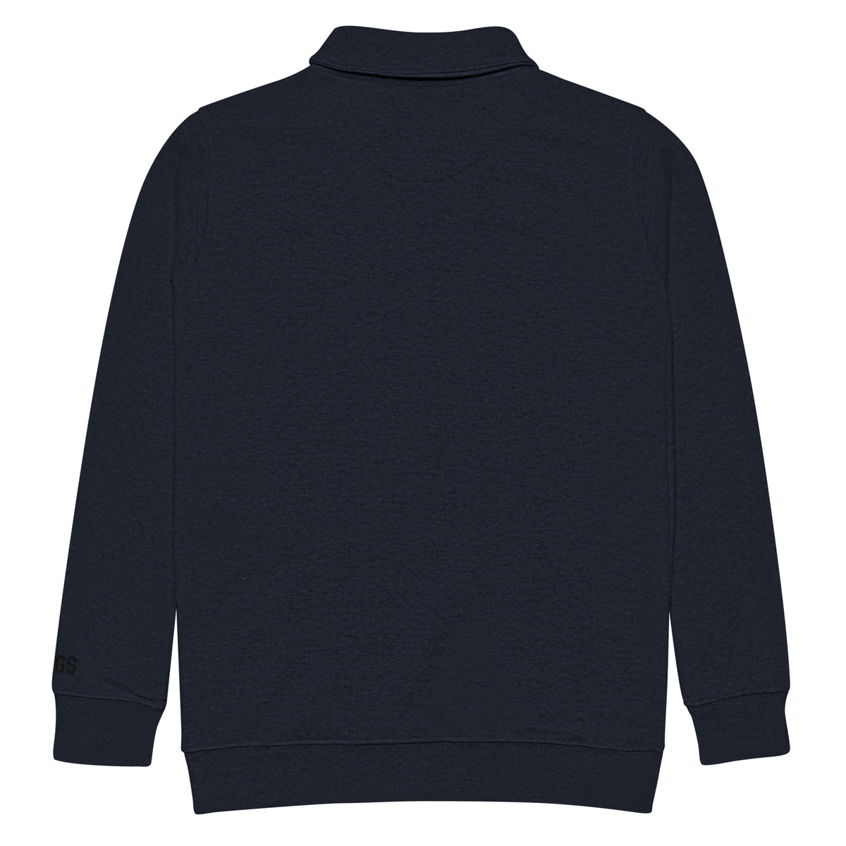 Back view of navy HAGS COMO embroidered quarter-zip pullover, showing plain back.