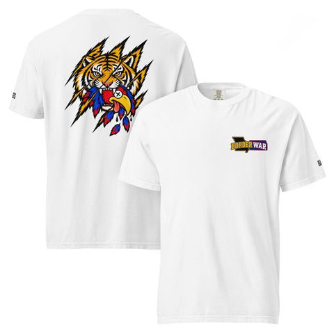 Border War Tiger Eats Jayhawk Shirt with Mizzou tiger graphic