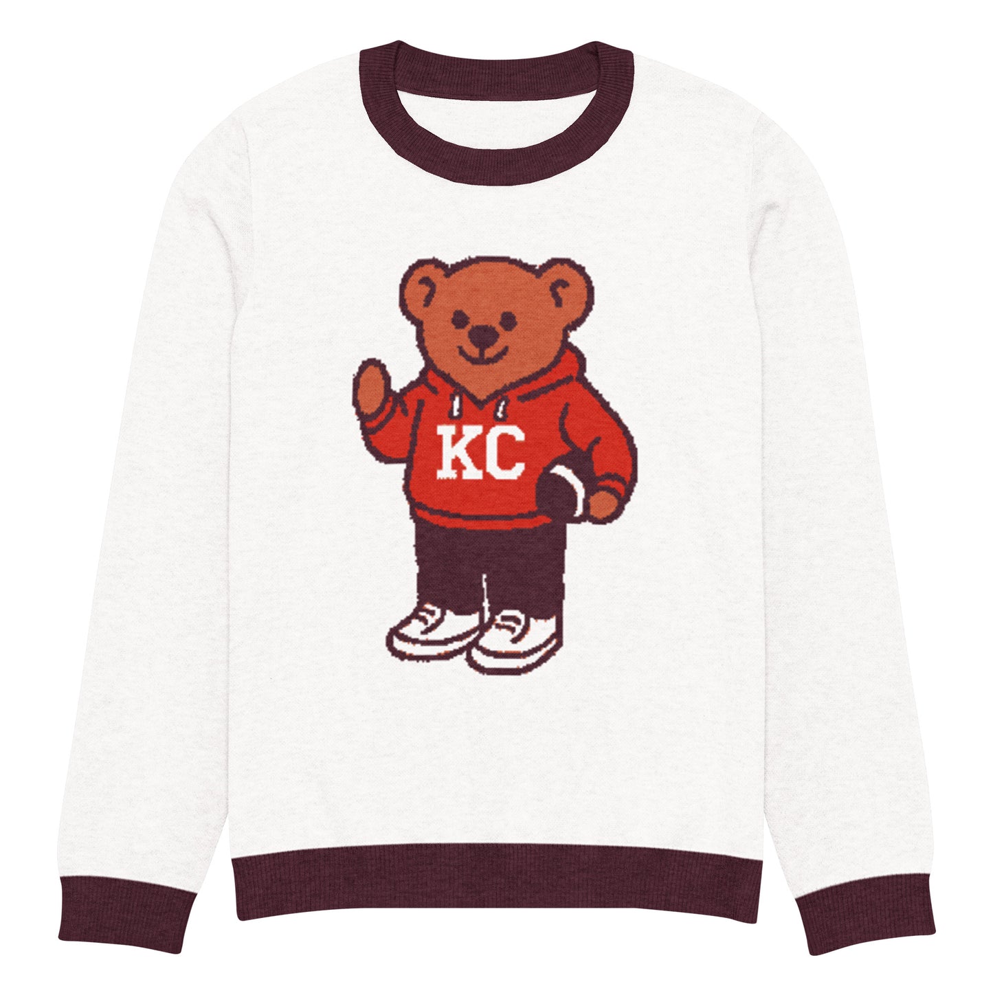Kansas City KC Bear Knitted Crewneck Sweater – Vintage Football Teddy Knit – HAGS Clothing