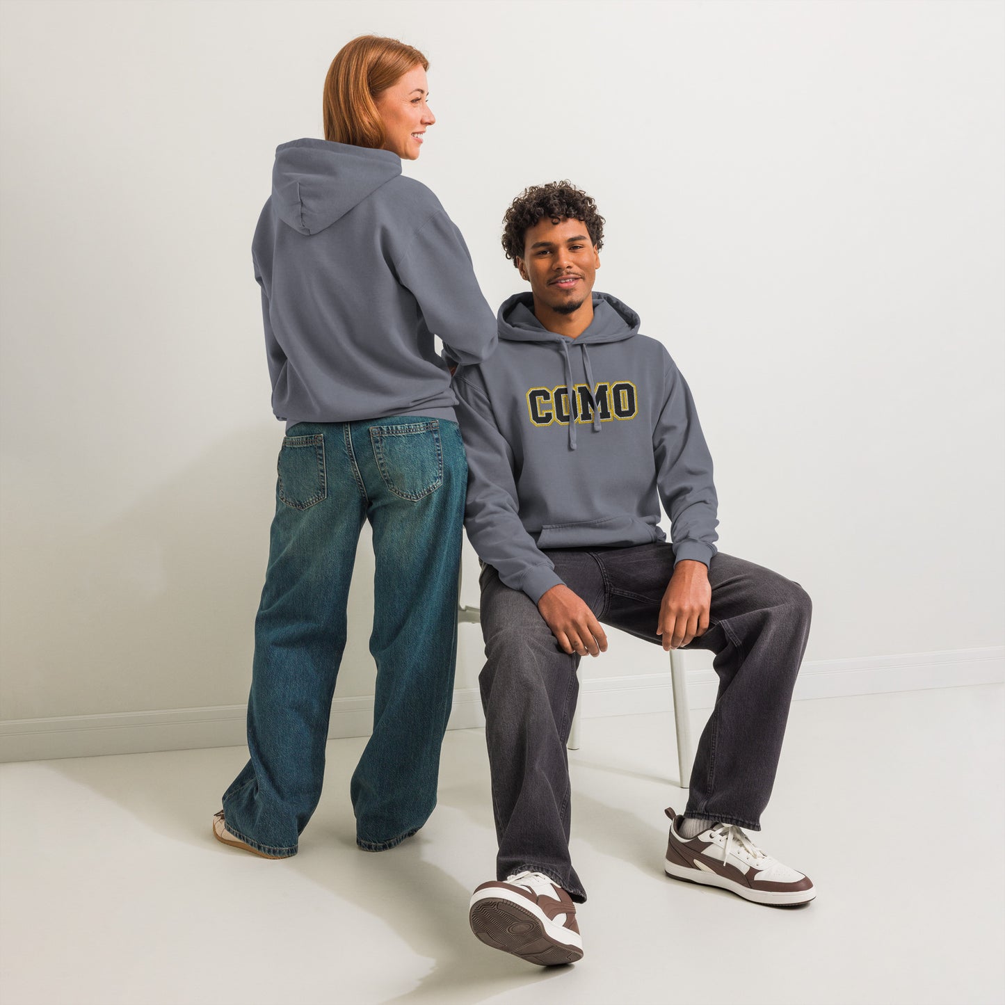 COMO Vintage Wash Hoodie – Embroidered Columbia MO College Sweatshirt – HAGS Clothing