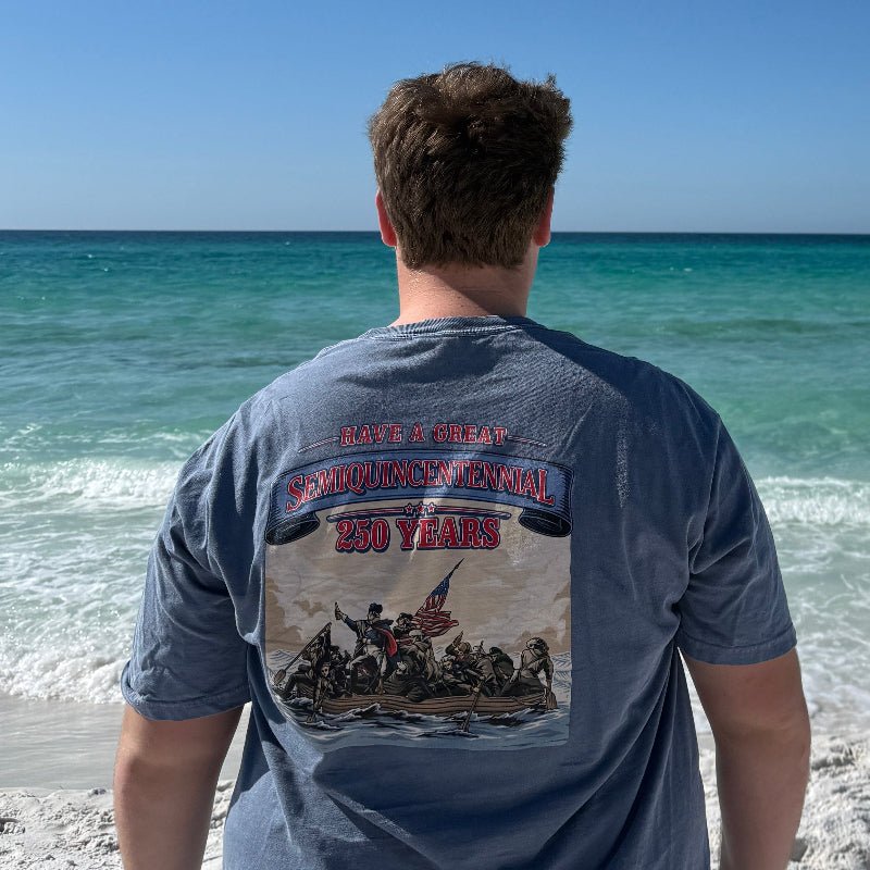 Crossing the Delaware Drinking Beers Tee – America’s 250 Years streetwear clothing college style outfit