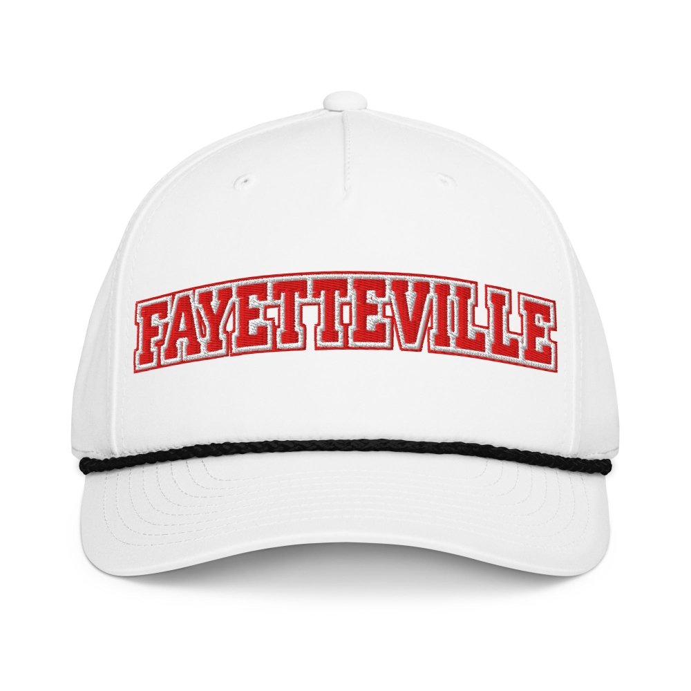 Fayetteville Arkansas Classic Rope Hat – Embroidered College Town Cap streetwear clothing college style outfit