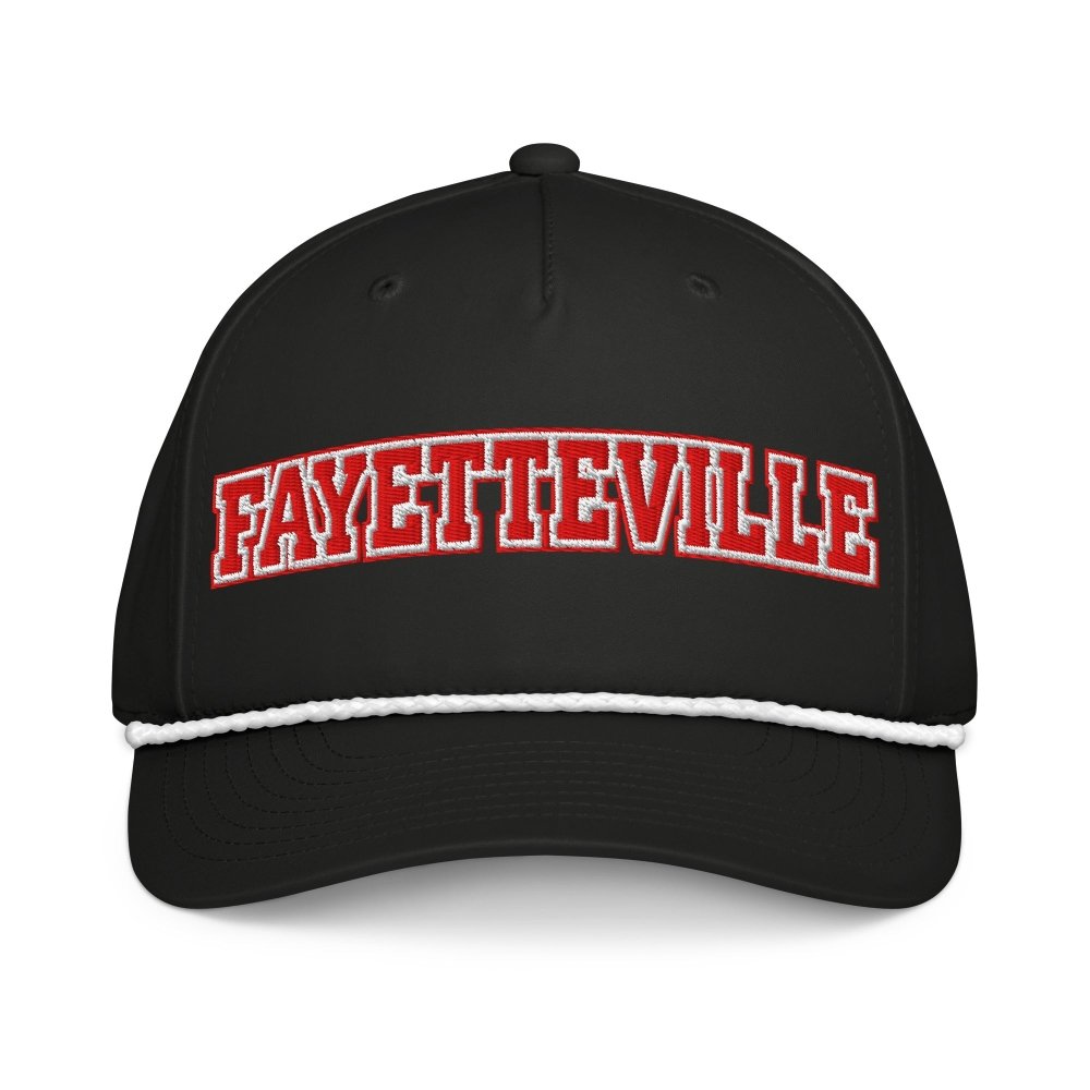 Fayetteville Arkansas Classic Rope Hat – Embroidered College Town Cap streetwear clothing college style outfit