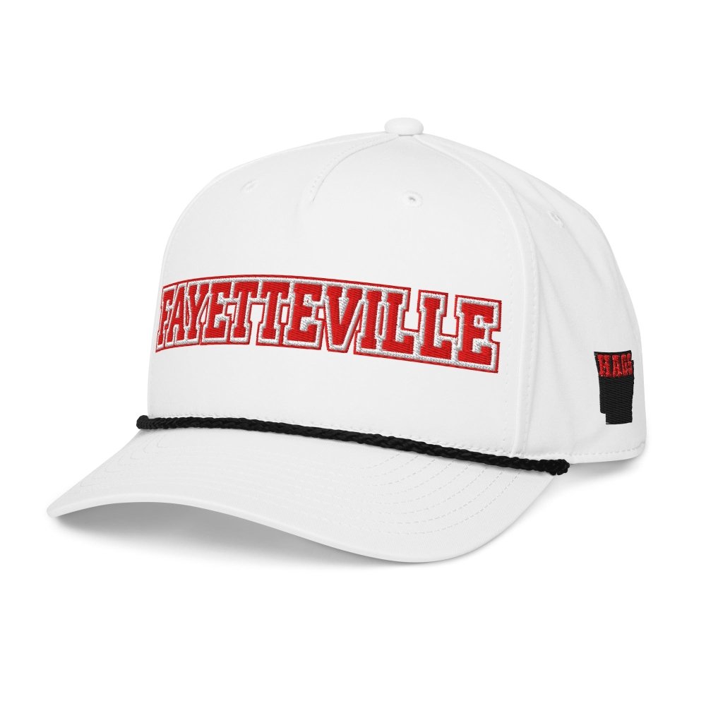 Fayetteville Arkansas Classic Rope Hat – Embroidered College Town Cap streetwear clothing college style outfit