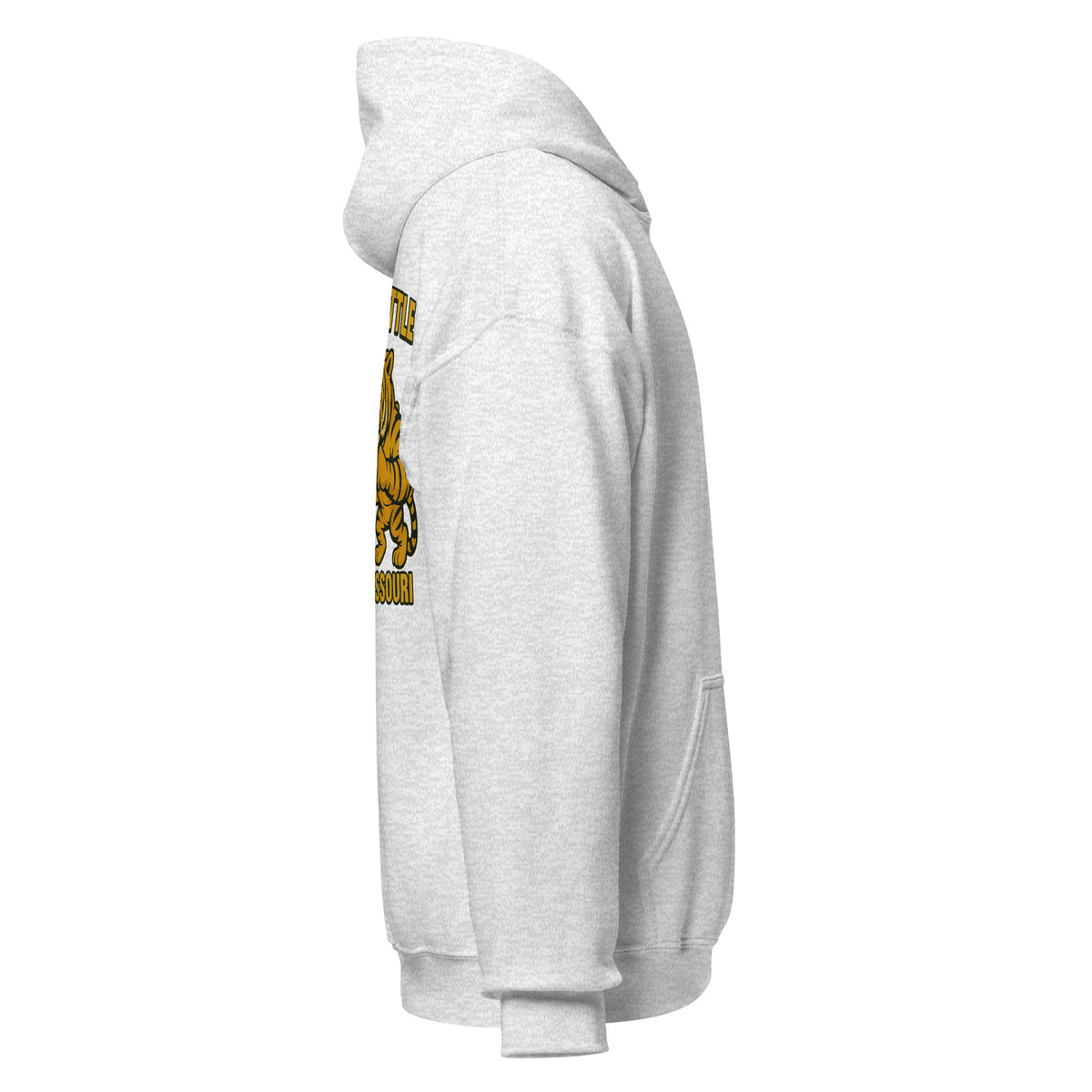 Right-side view of ash HAGS Border Battle Kansas vs. Missouri hoodie.