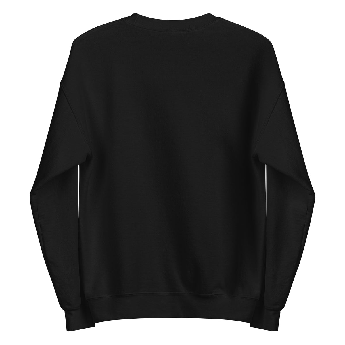 Back view of black HAGS COMO embroidered crewneck sweatshirt, showing plain back.