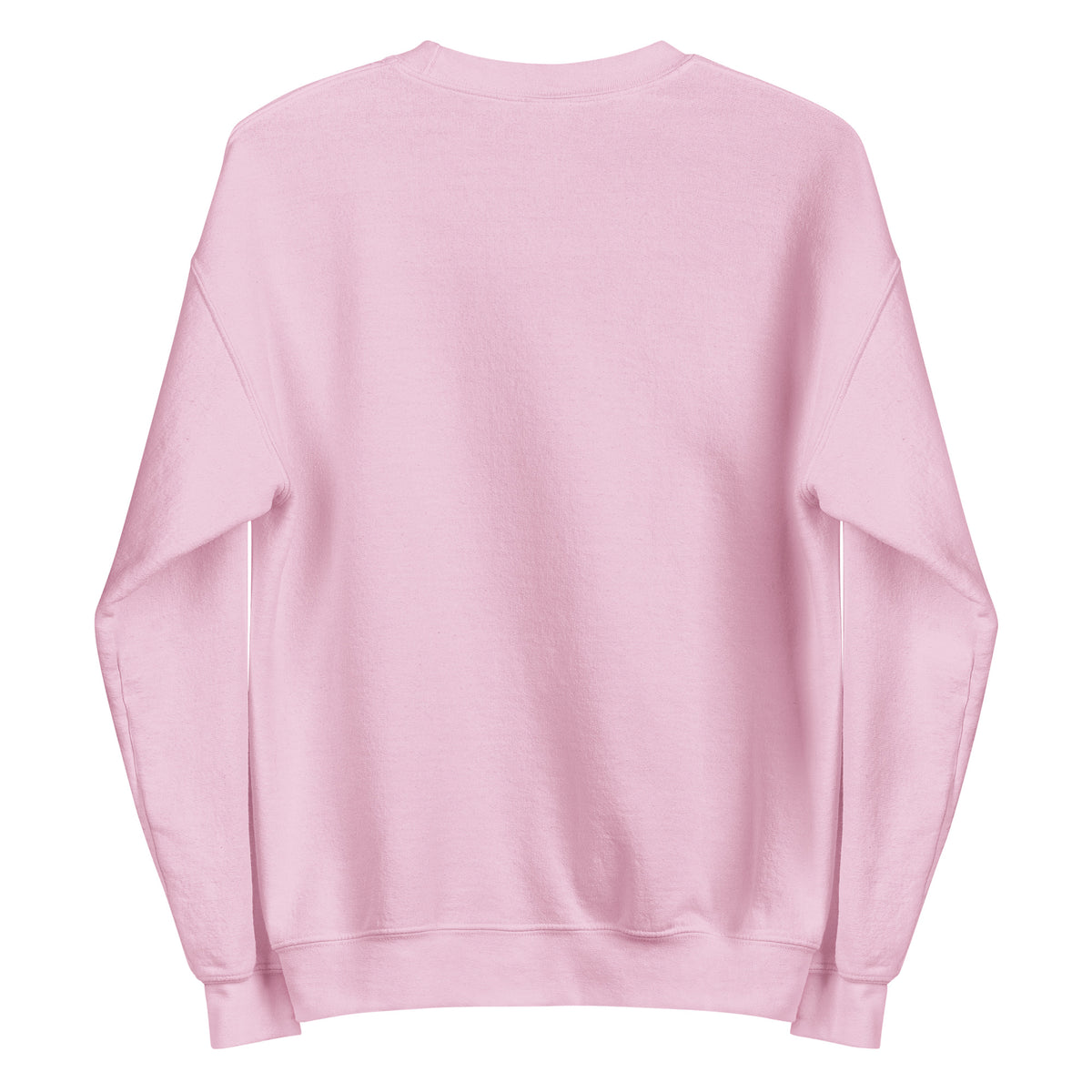 Back view of light pink HAGS COMO embroidered crewneck sweatshirt, showing plain back.