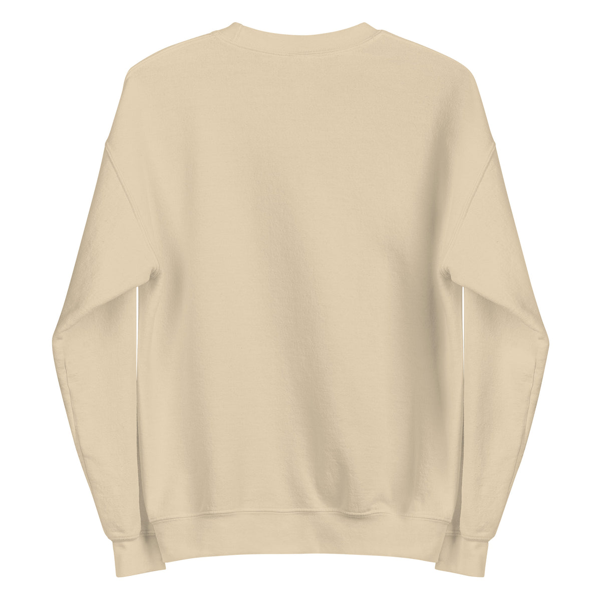 Back view of sand HAGS COMO embroidered crewneck sweatshirt, showing plain back.