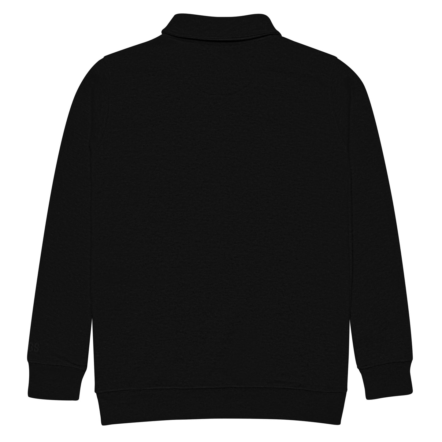 Back view of black HAGS COMO embroidered quarter-zip pullover, showing plain back.