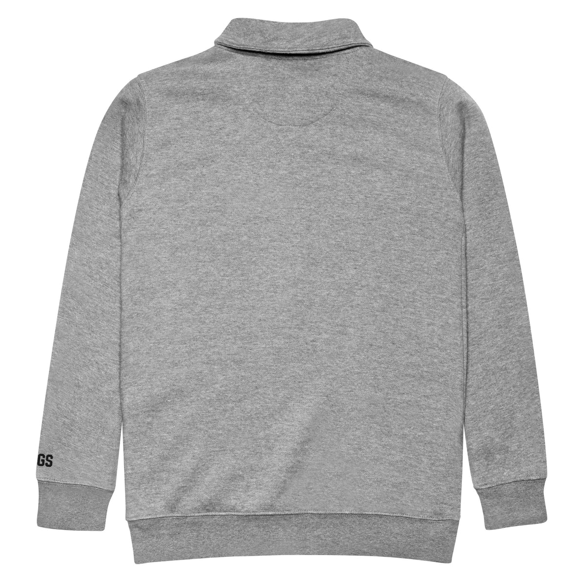 Back view of carbon grey HAGS COMO embroidered quarter-zip pullover, showing plain back.
