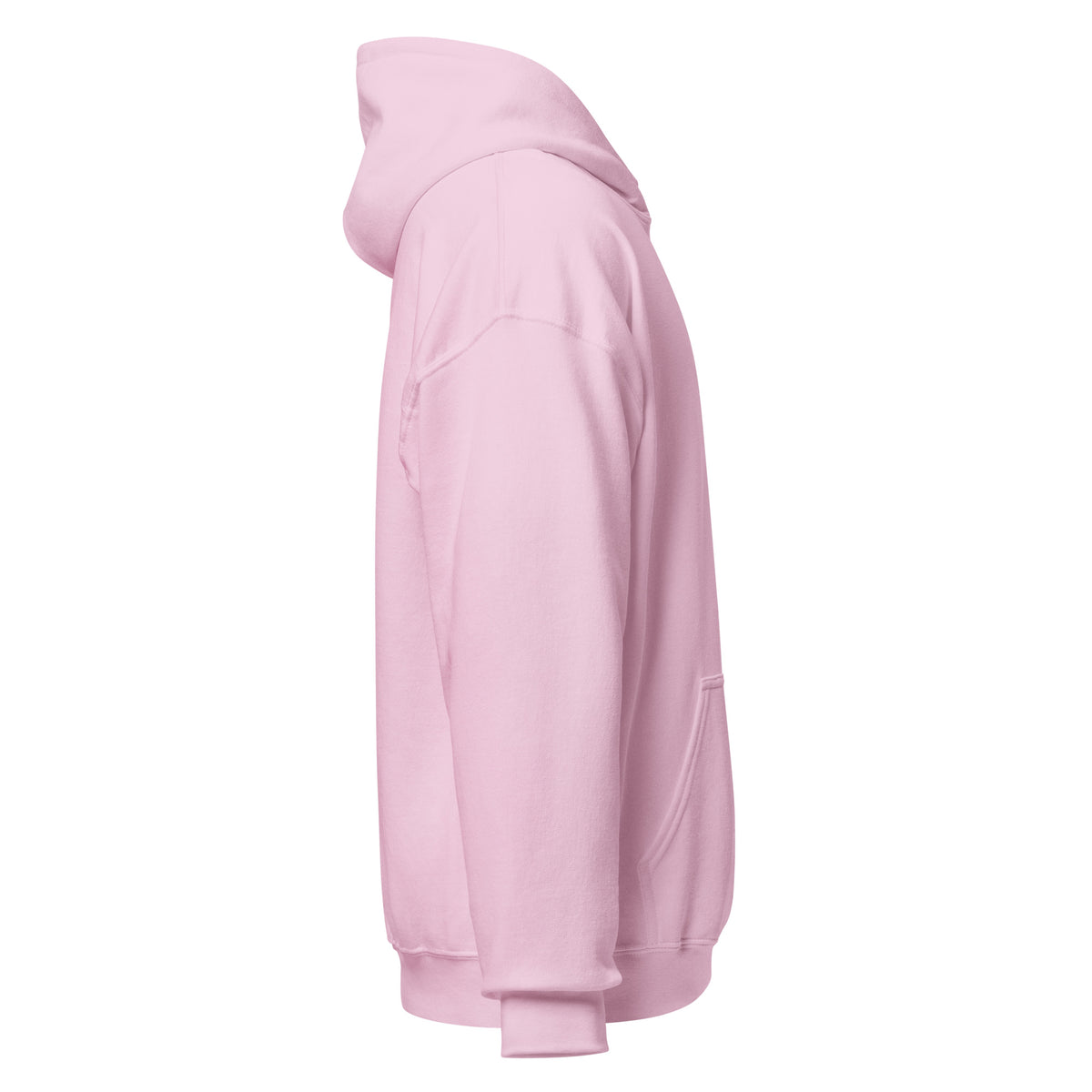 Right-side view of light pink HAGS COMO small logo hoodie.