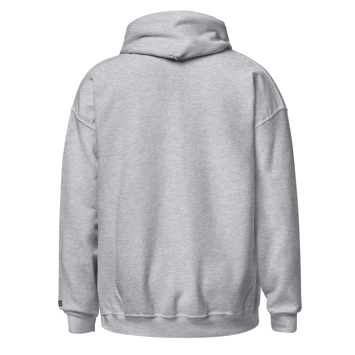 Back view of sport grey HAGS COMO small logo hoodie, showing plain back and hood.