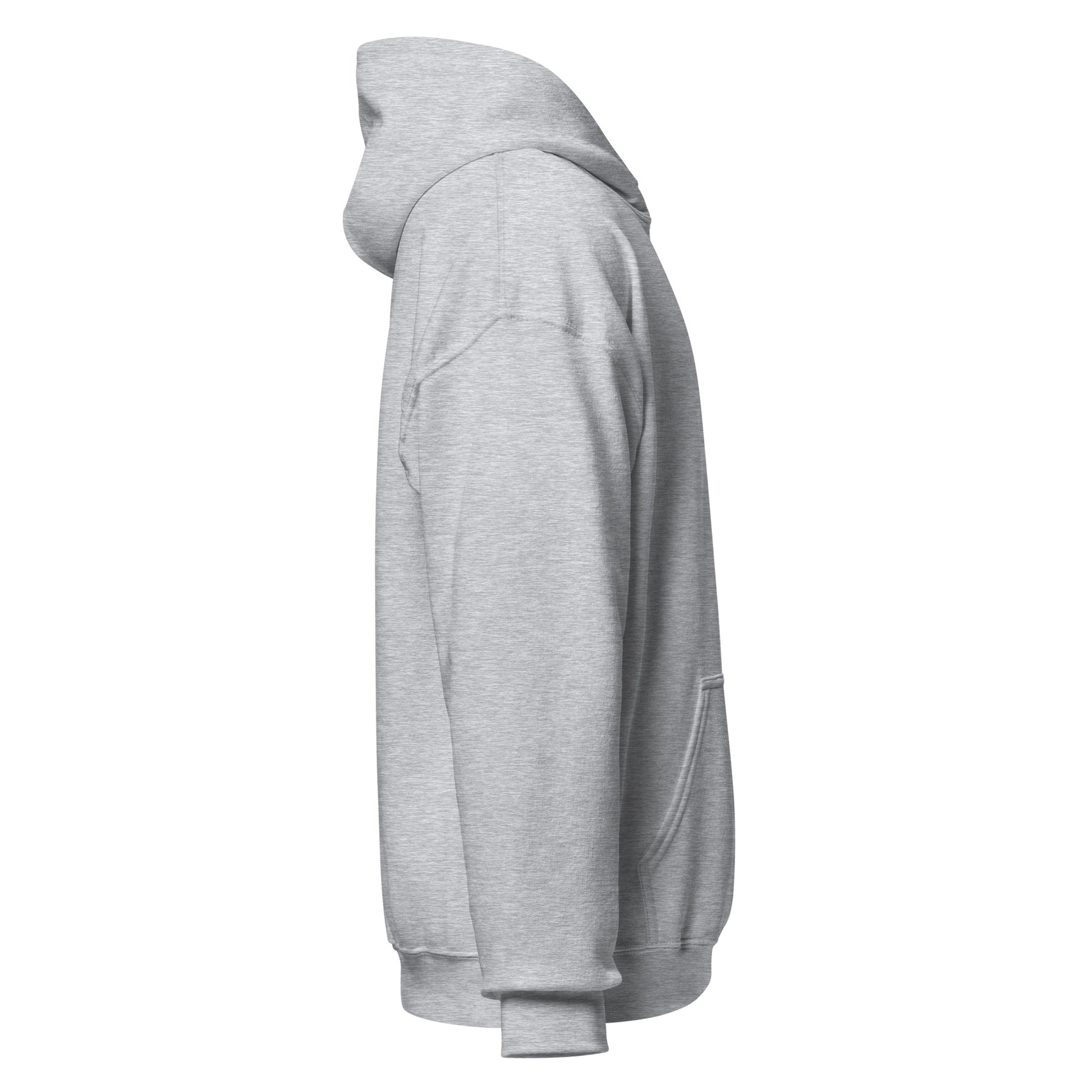 Right-side view of sport grey HAGS COMO small logo hoodie.