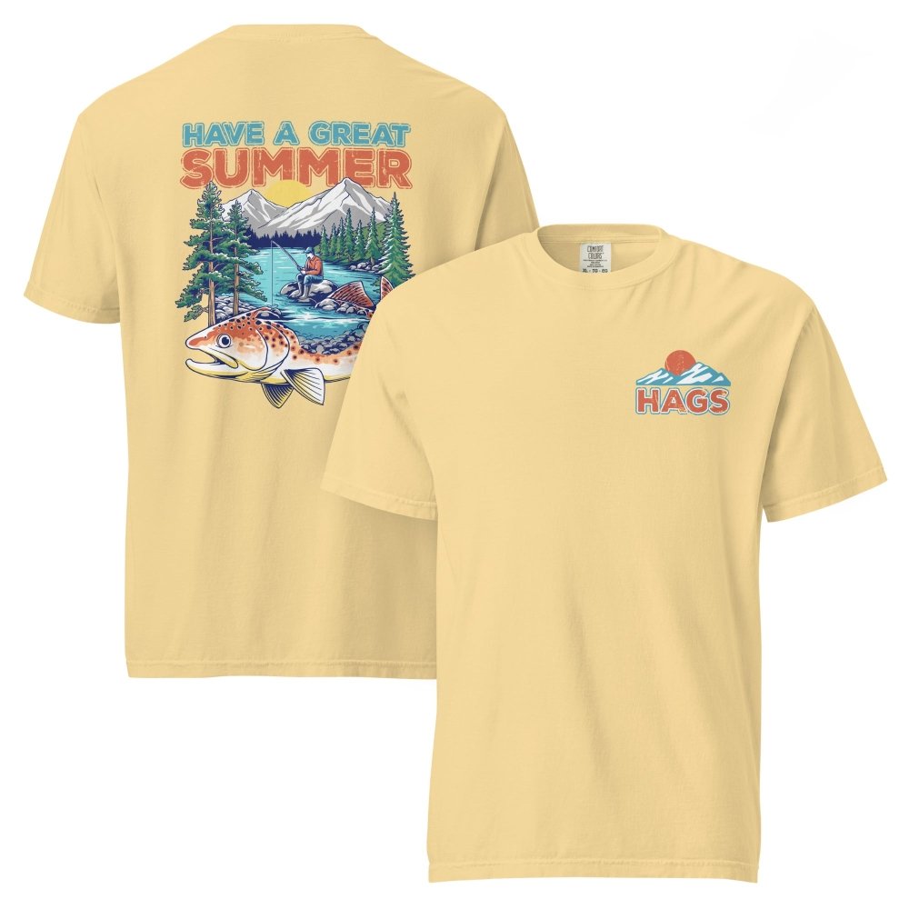 HAGS Have A Great Summer Graphic Tee – Vintage Outdoors Fishing Shirt streetwear clothing college style outfit