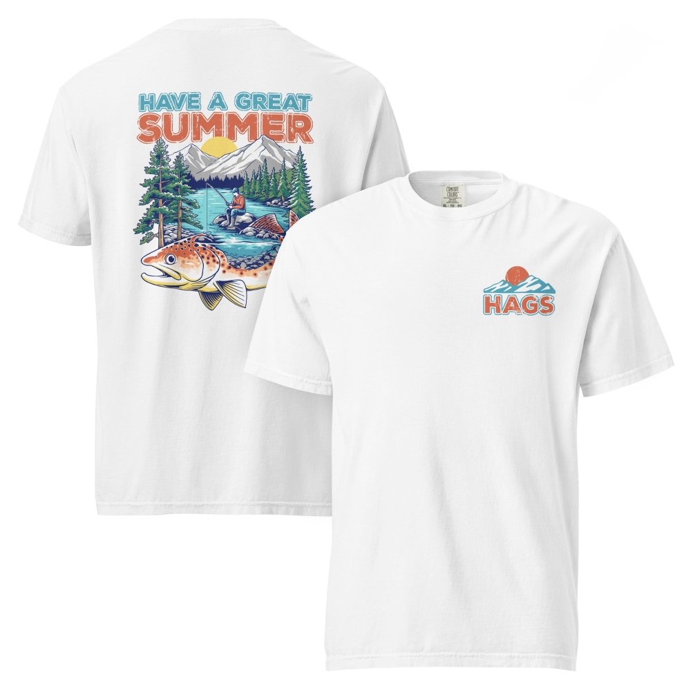 HAGS Have A Great Summer Graphic Tee – Vintage Outdoors Fishing Shirt streetwear clothing college style outfit