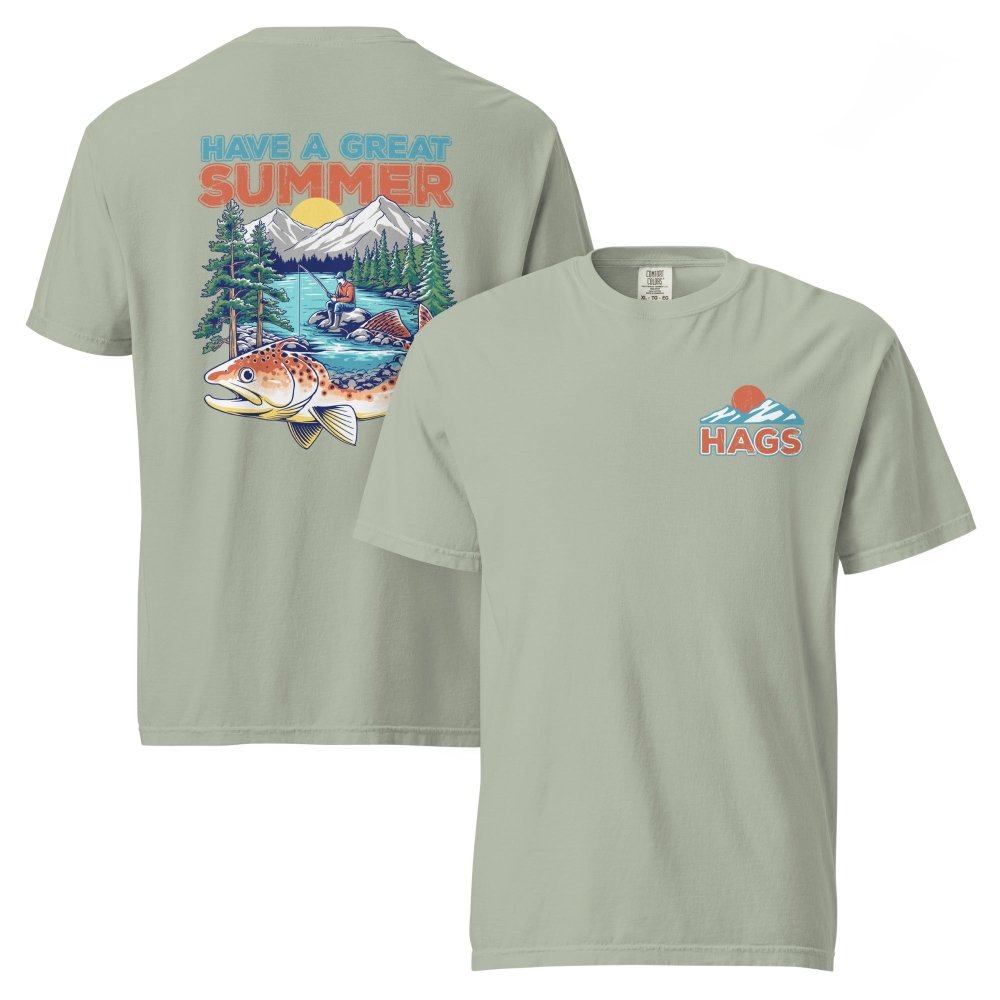 HAGS Have A Great Summer Graphic Tee – Vintage Outdoors Fishing Shirt streetwear clothing college style outfit