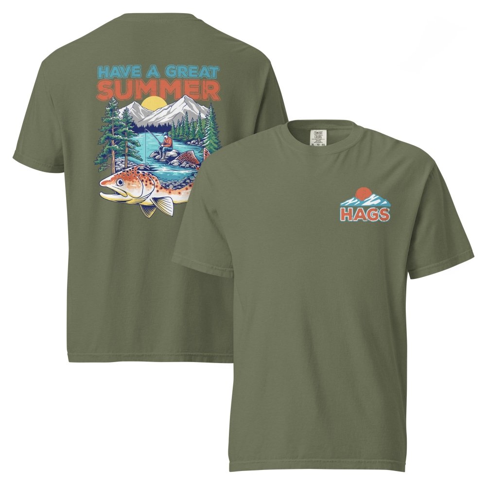 HAGS Have A Great Summer Graphic Tee – Vintage Outdoors Fishing Shirt streetwear clothing college style outfit