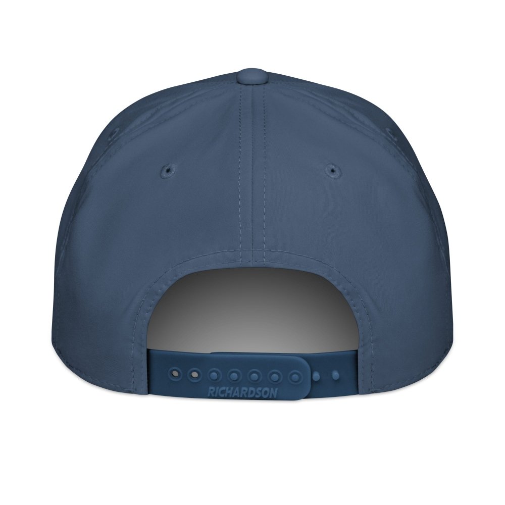 Back view of navy HAGS Oregon rope hat, showing adjustable snapback closure.