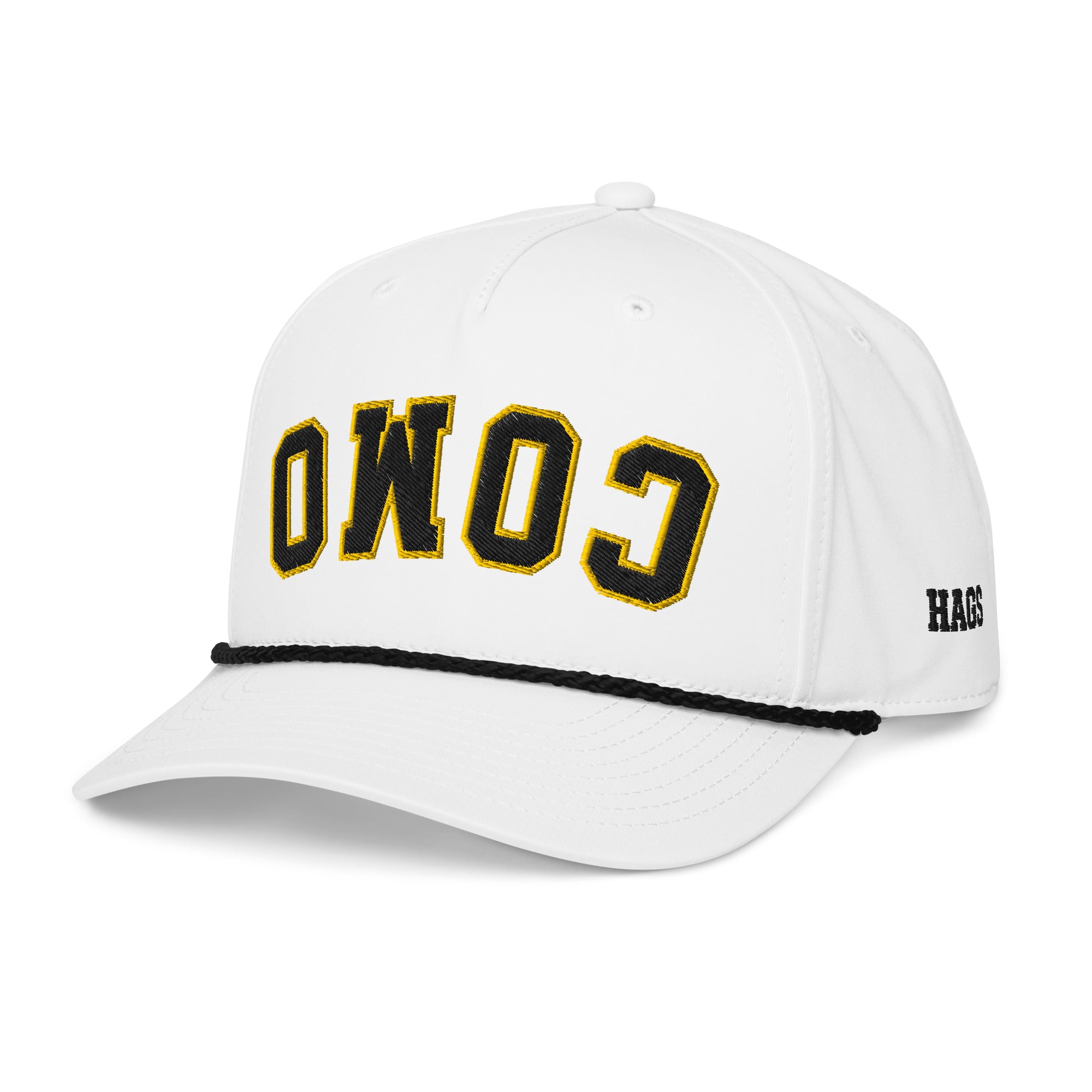 HAGS COMO Rope Hat white side view showing rope detail and embroidered logo