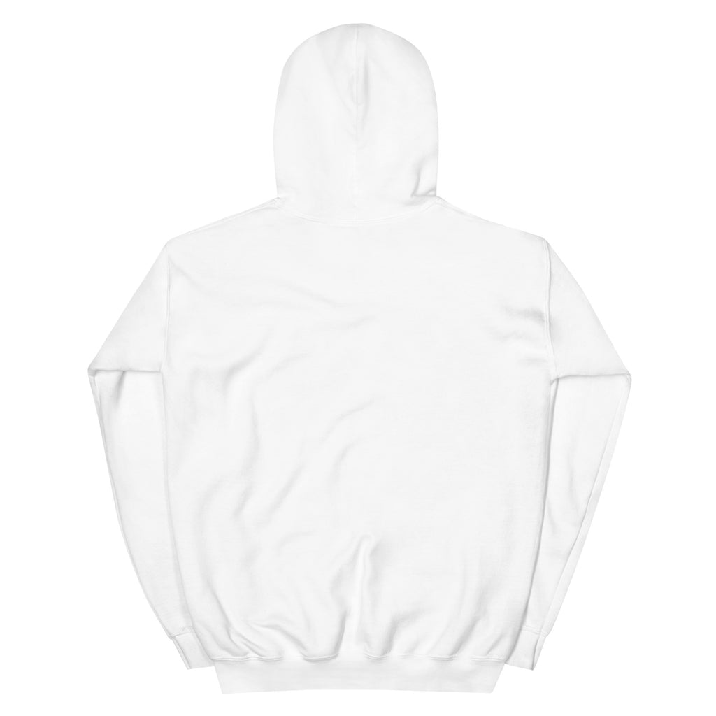 COMO Small Logo Hoodie white back view showing hood and classic unisex fit