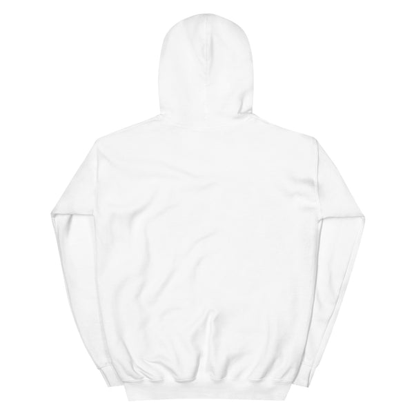 COMO Small Logo Hoodie white back view showing hood and classic unisex fit