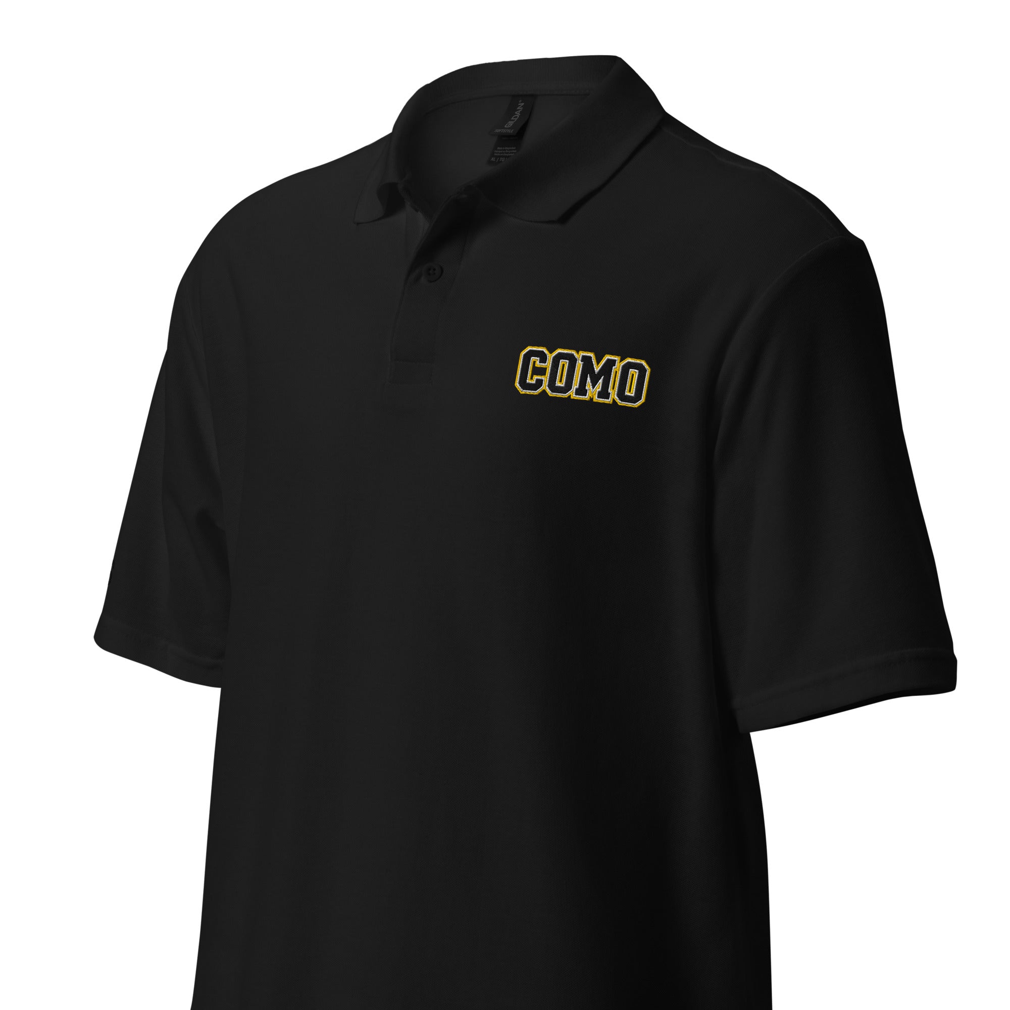 HAGS COMO Polo black angled front view showing embroidered logo