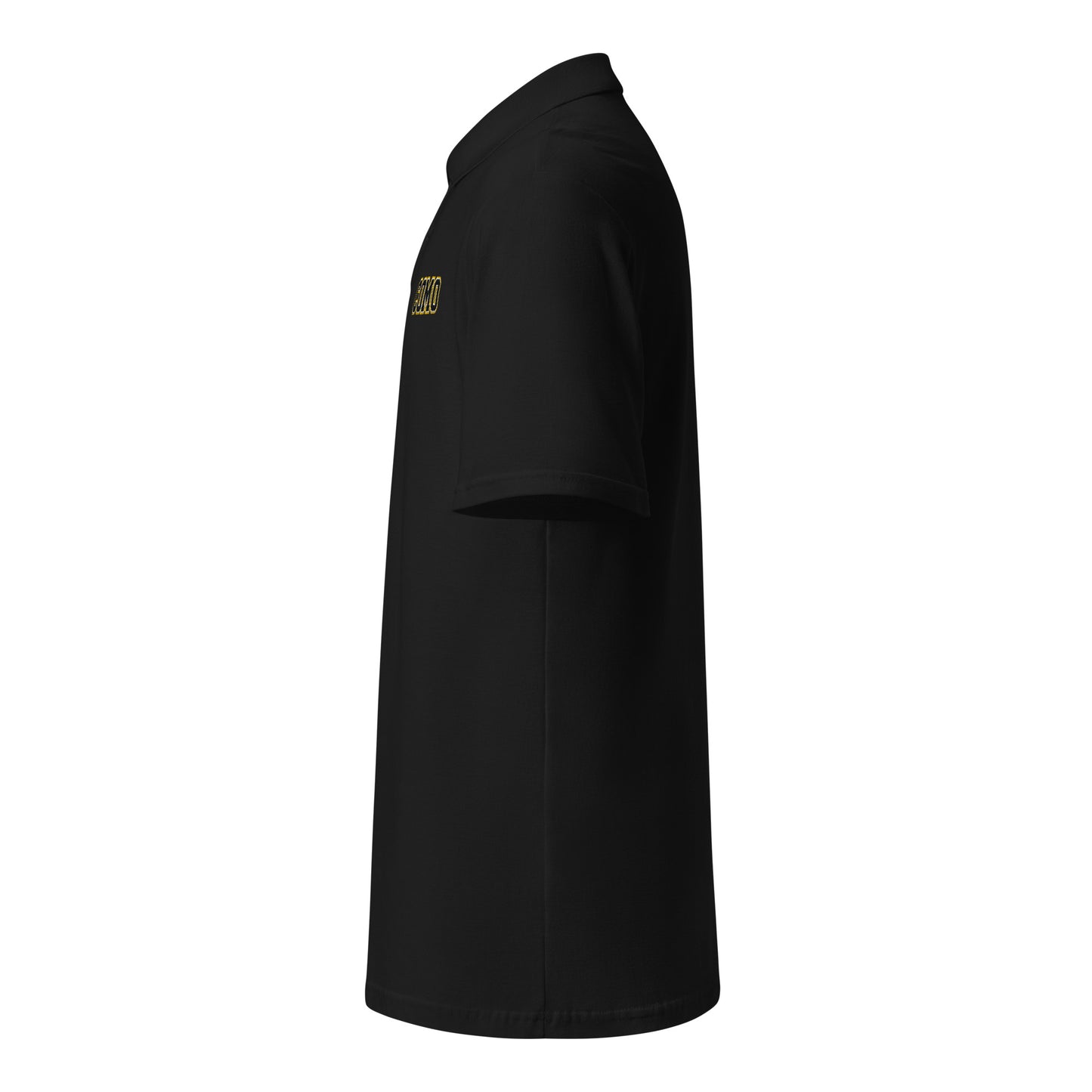 HAGS COMO Polo black side view with sleeve embroidery