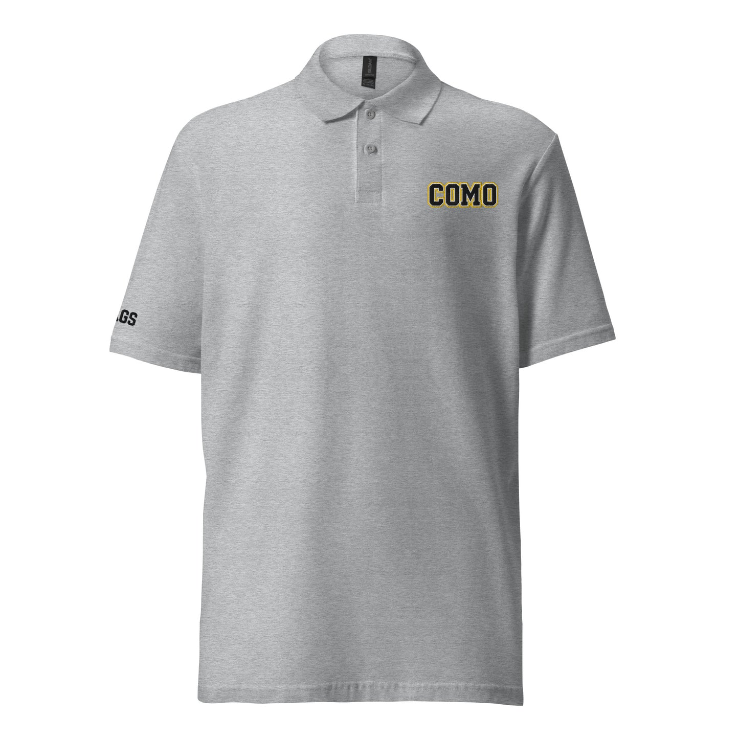 HAGS COMO Polo grey shirt front view with embroidered gold logo