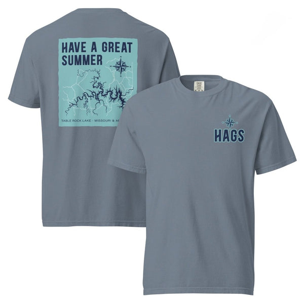 Table Rock Lake T-Shirt – HAGS “Have a Great Summer” Lake Map Graphic Tee streetwear clothing college style outfit