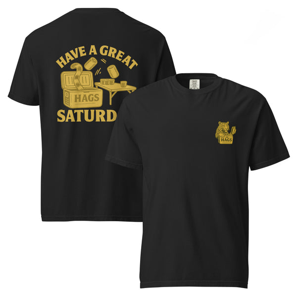 Tiger cooler tailgate t-shirt in gold and black