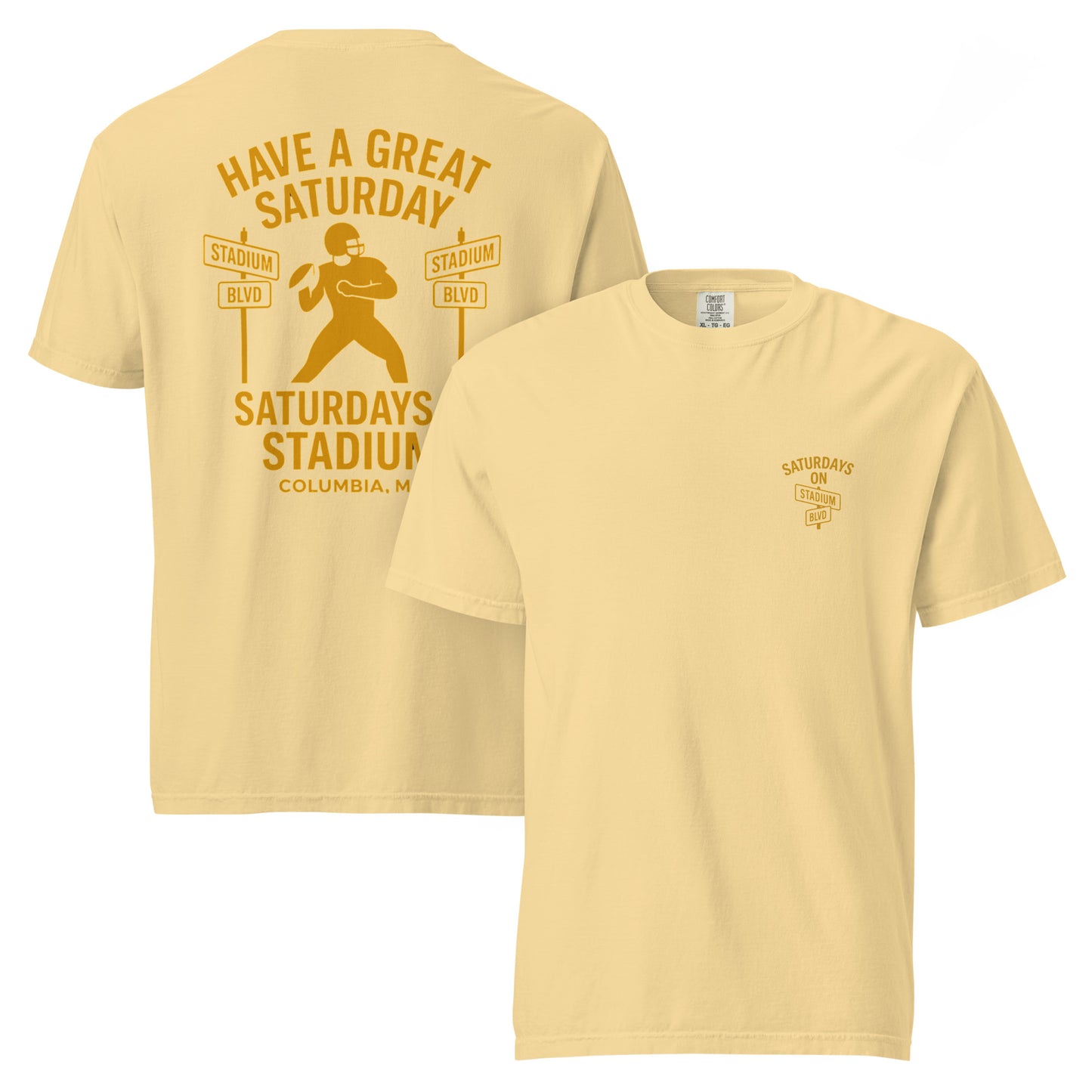Saturdays on Stadium – Columbia MO Street Sign Game Day T-Shirt – HAGS Clothing