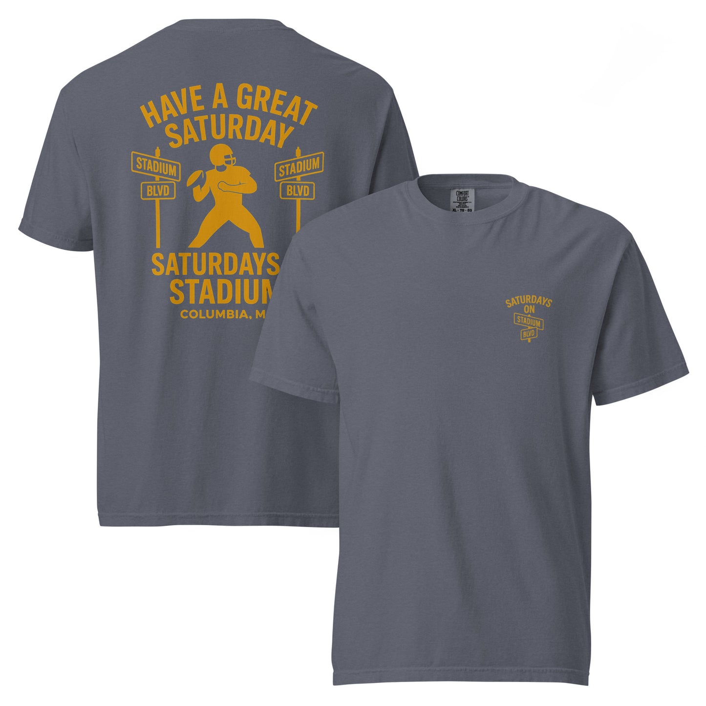 Saturdays on Stadium – Columbia MO Street Sign Game Day T-Shirt – HAGS Clothing