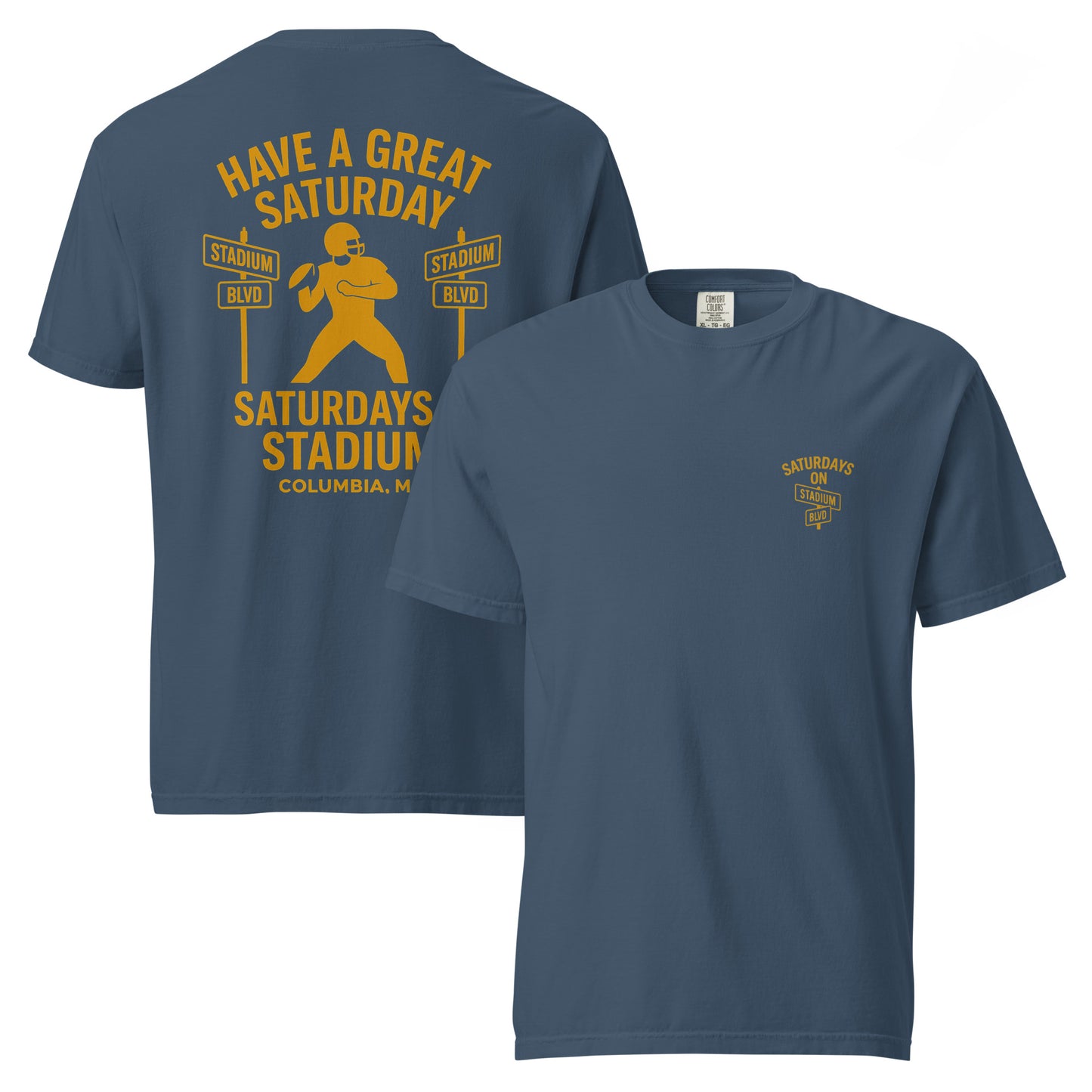Saturdays on Stadium – Columbia MO Street Sign Game Day T-Shirt – HAGS Clothing
