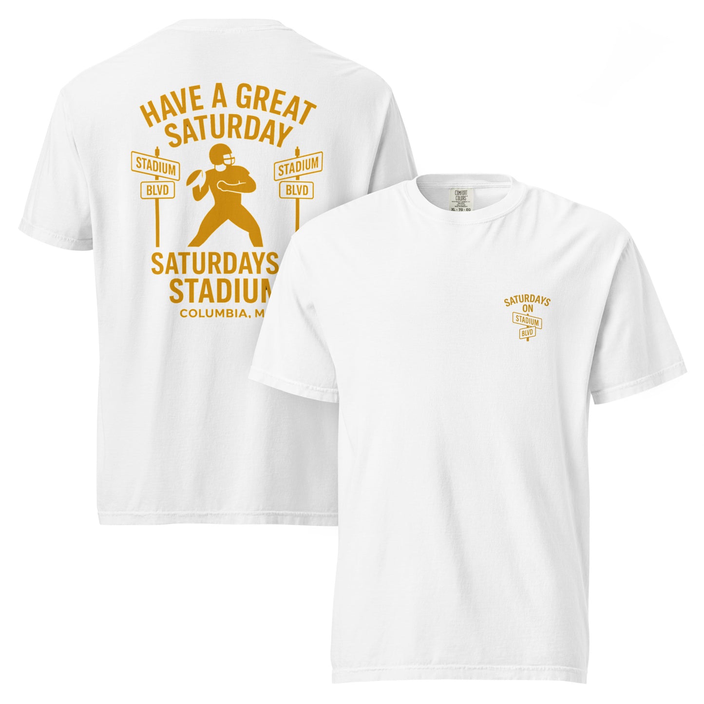 Saturdays on Stadium – Columbia MO Street Sign Game Day T-Shirt – HAGS Clothing