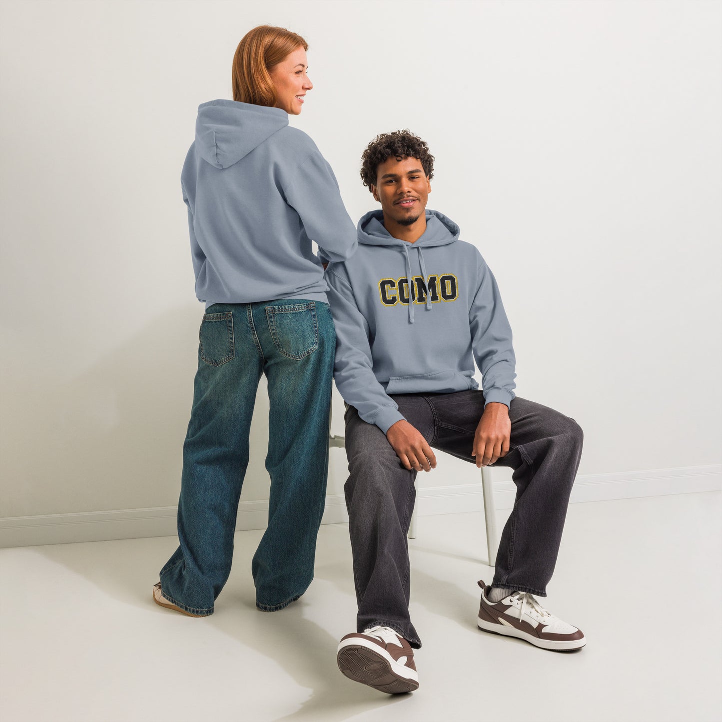 COMO Vintage Wash Hoodie – Embroidered Columbia MO College Sweatshirt – HAGS Clothing