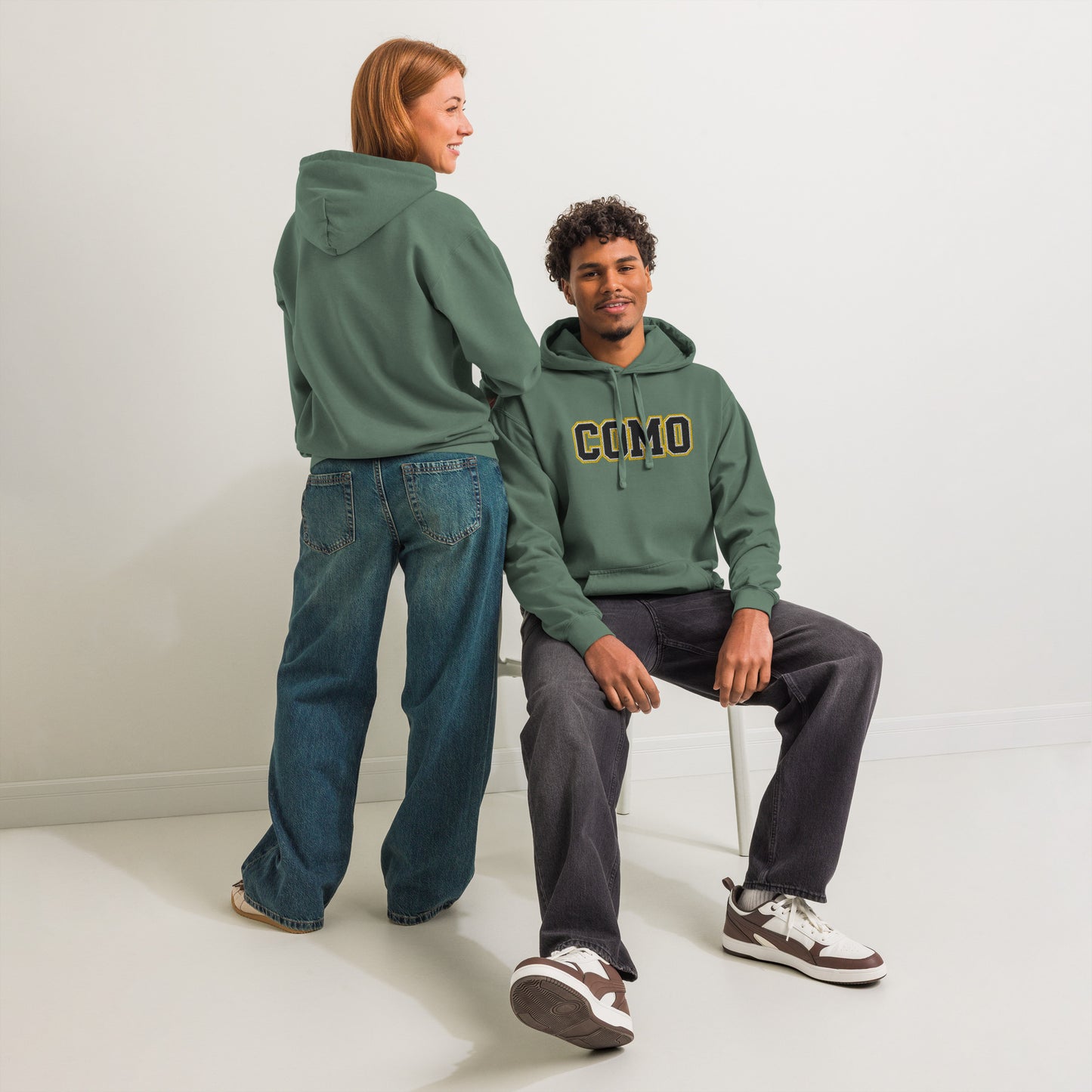 COMO Vintage Wash Hoodie – Embroidered Columbia MO College Sweatshirt – HAGS Clothing