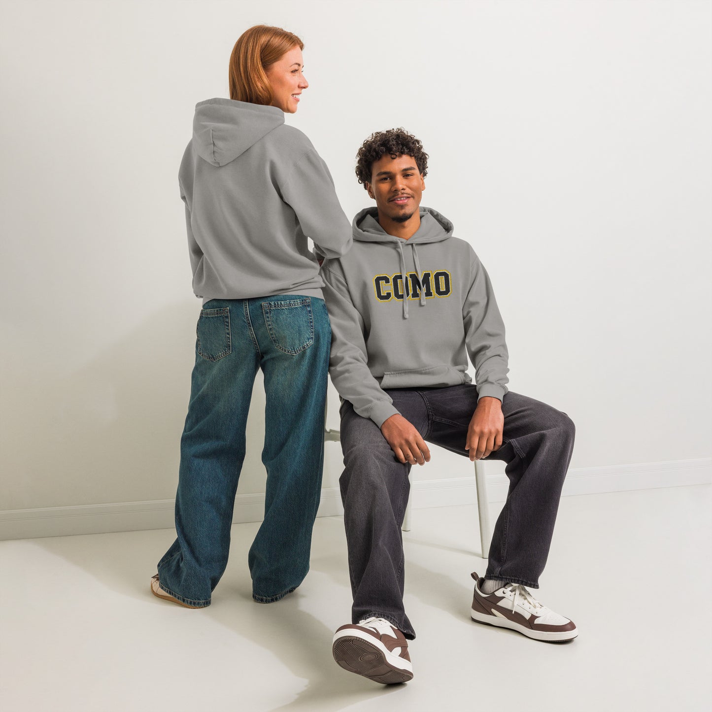COMO Vintage Wash Hoodie – Embroidered Columbia MO College Sweatshirt – HAGS Clothing