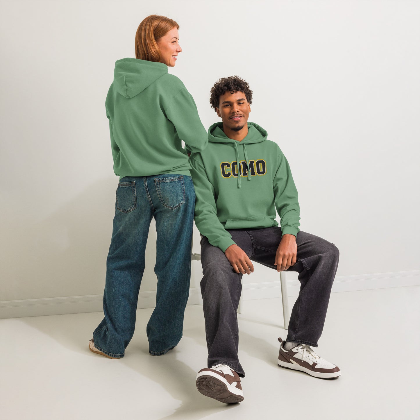 COMO Vintage Wash Hoodie – Embroidered Columbia MO College Sweatshirt – HAGS Clothing