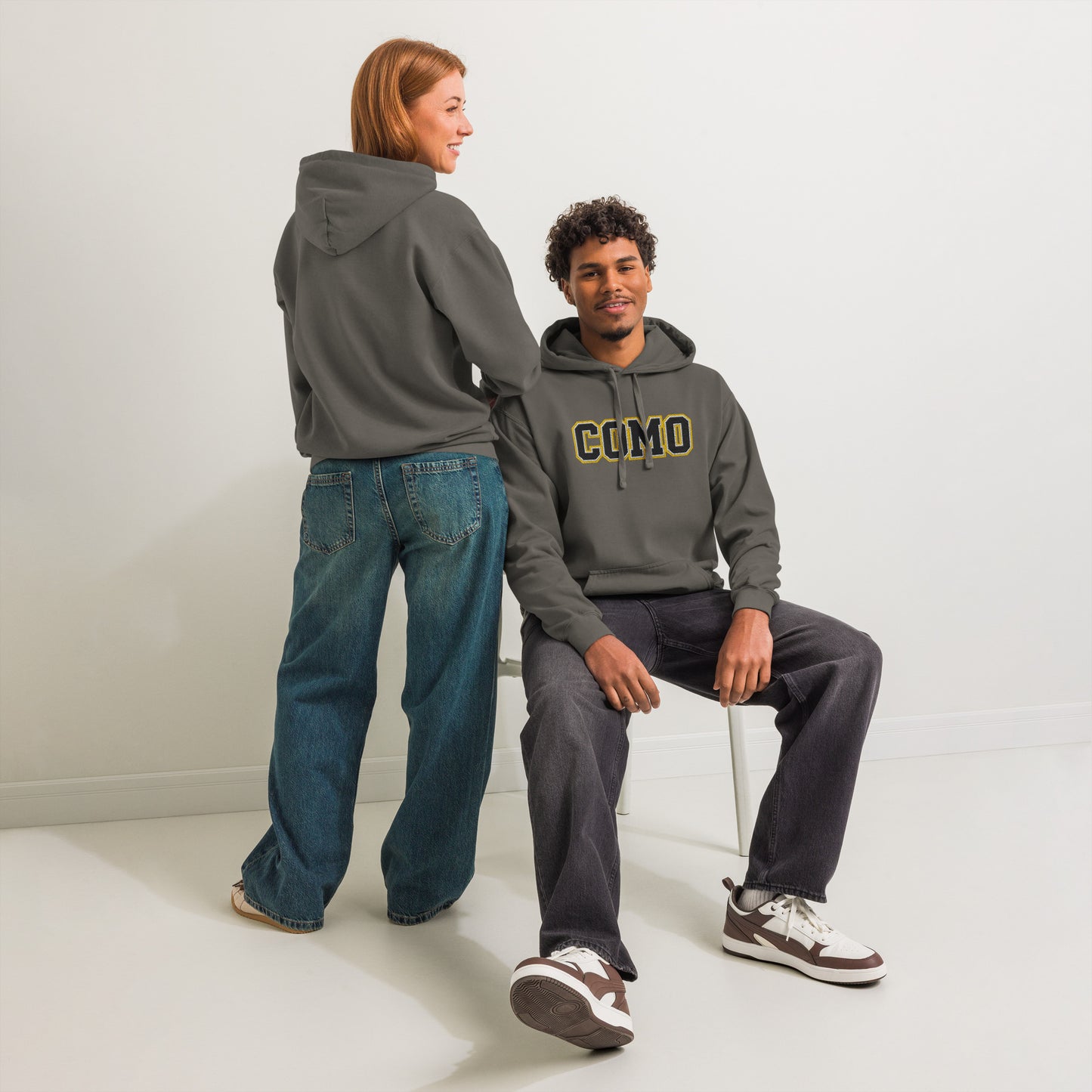 COMO Vintage Wash Hoodie – Embroidered Columbia MO College Sweatshirt – HAGS Clothing