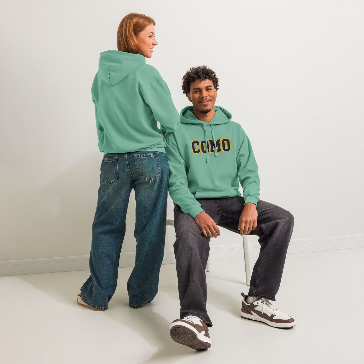 COMO Vintage Wash Hoodie – Embroidered Columbia MO College Sweatshirt – HAGS Clothing
