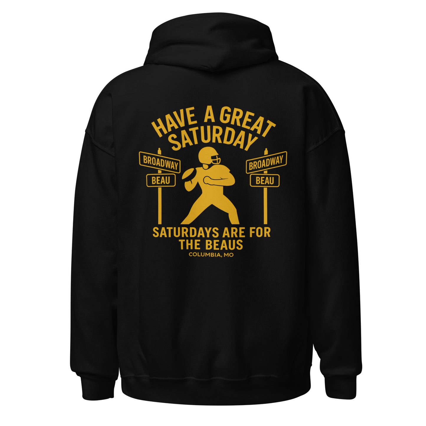 Saturdays Are for the Beaus hoodie with football graphic back print