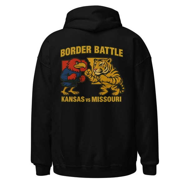 Border Battle Kansas vs Missouri Hoodie back graphic