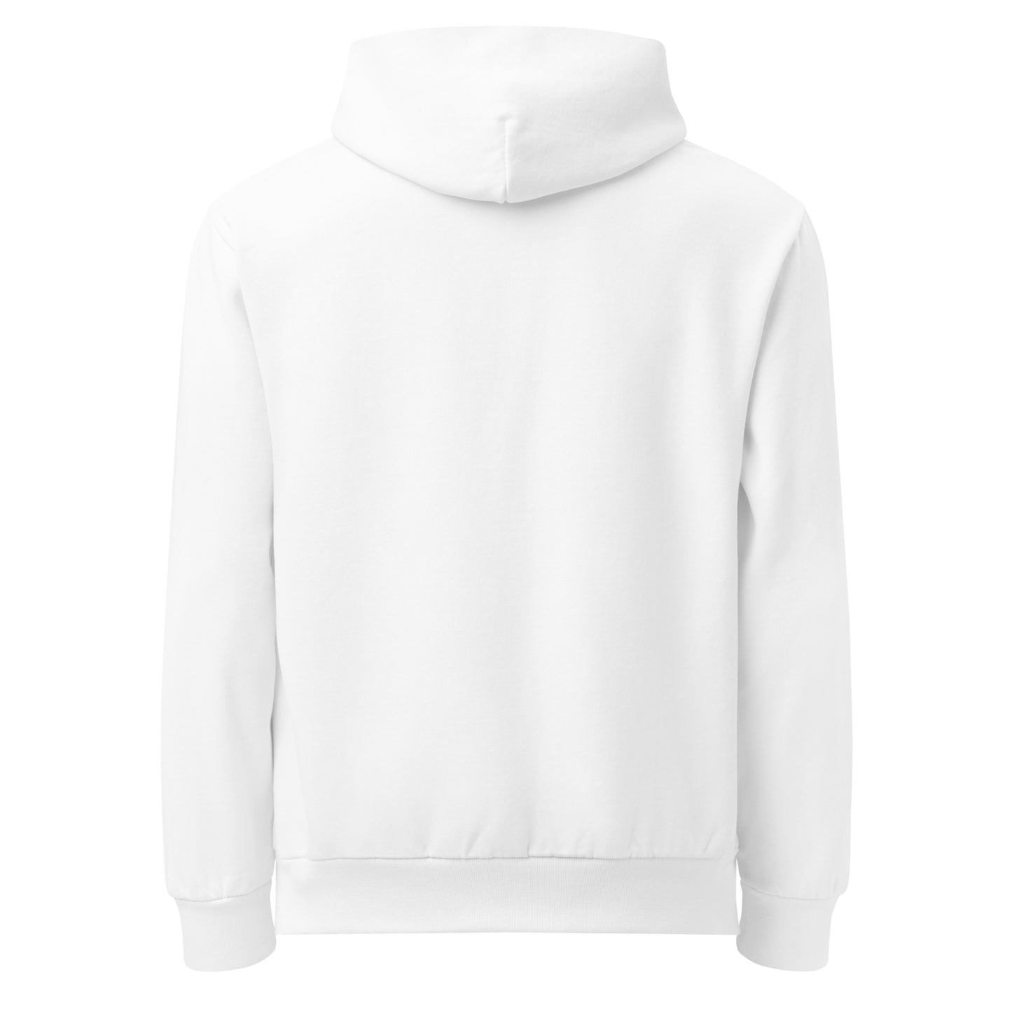 Back view of the white HAGS heavyweight oversized urban hoodie.